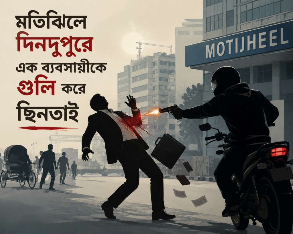 মতিঝিলে দিনদুপুরে ব্যবসায়ীকে গুলি করে ছিনতাই