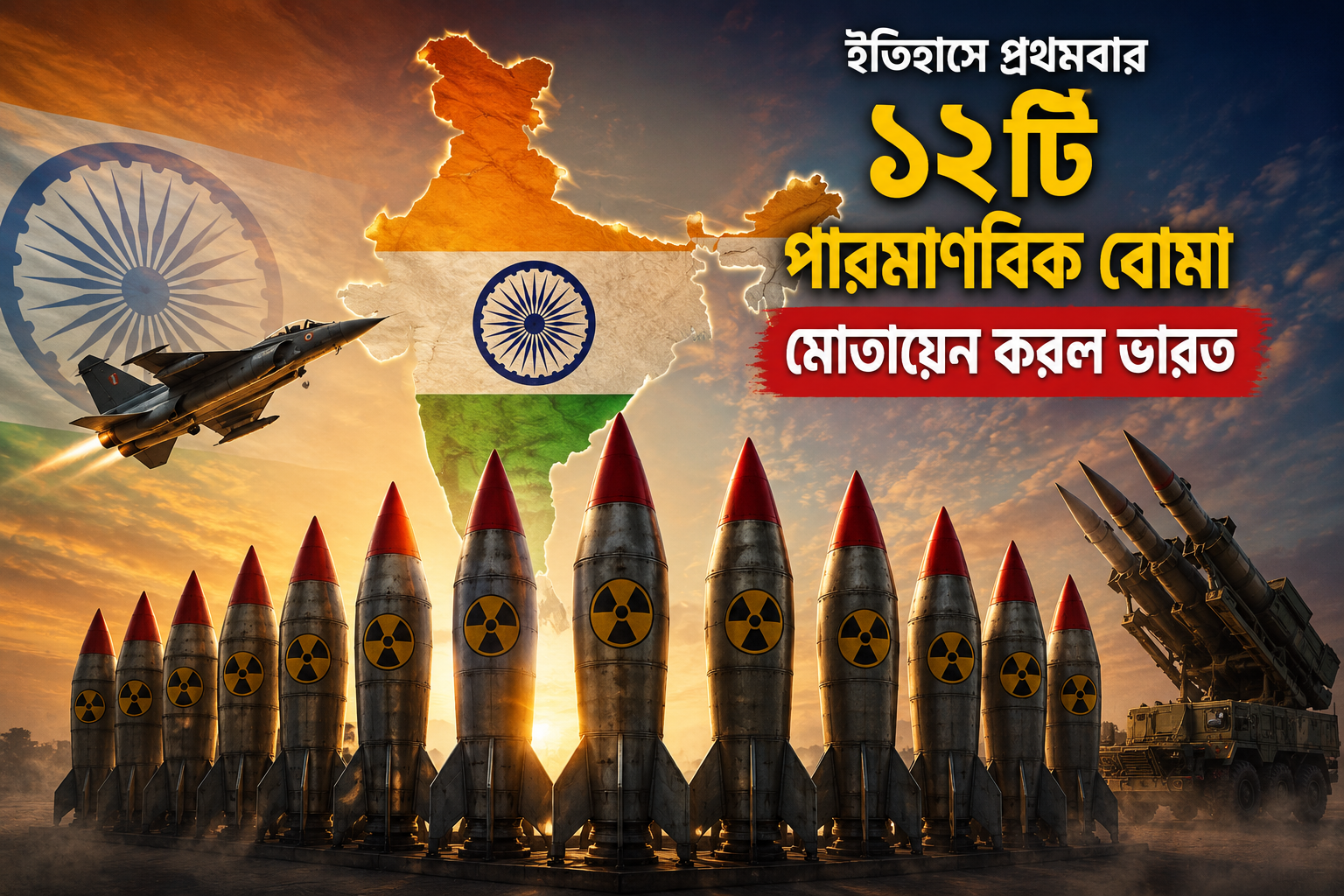 ইতিহাসে প্রথমবার ১২টি পারমাণবিক বোমা মোতায়েন করল ভারত
